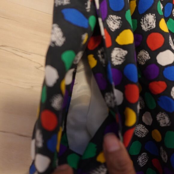 Oleg Cassini Women M Jacket Bomber Silk Multicolor Dots Rainbow Full Zip VTG - Picture 5 of 9